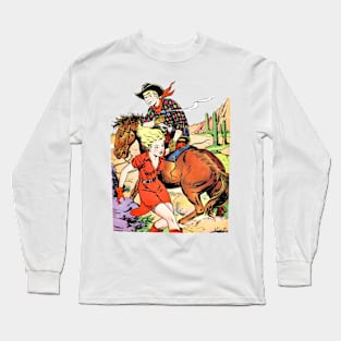 Saving Cowboys Cowgirl Western Broncho Bill Vintage Comic Book Long Sleeve T-Shirt